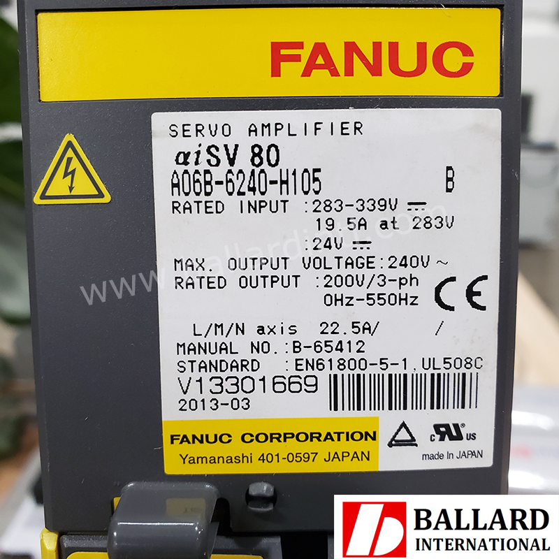 Fanuc A06B-6240-H105 Servo Amp Amplifier aiSV80 – R30iB Controller