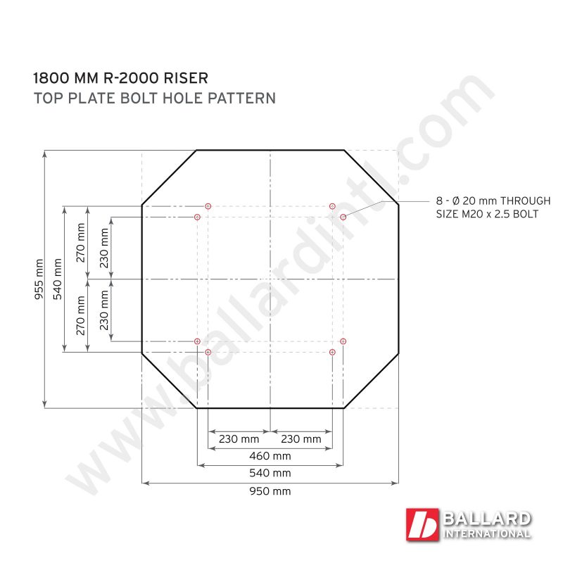 FANUC R-2000, M-900 Robot Riser Base 1800mm Bolt Hole Pattern