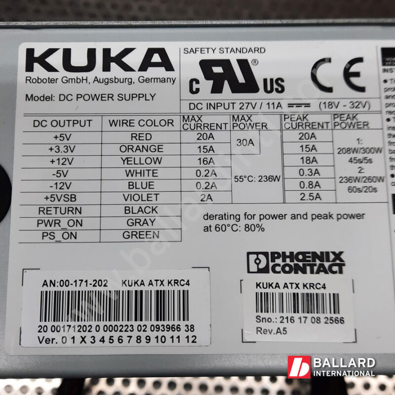 00-171-202 24V PC Power Supply Unit by KUKA for KRC4, KRC4 midsize and KR extended robot controllers