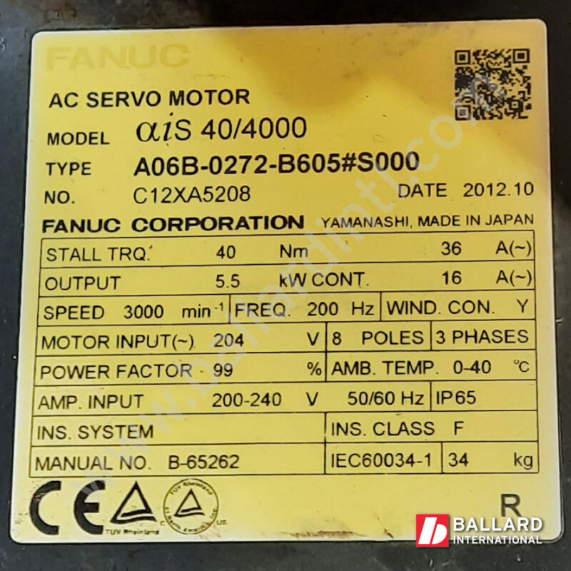 A06B-0272-B605#S000 ais 40/4000 AC servo motor FANUC robot